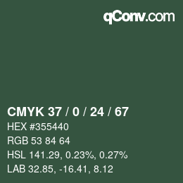 カラーコード: CMYK 37 / 0 / 24 / 67 | qconv.com