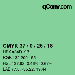 カラーコード: CMYK 37 / 0 / 26 / 18 | qconv.com