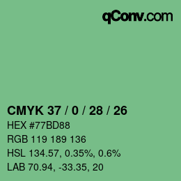 Color code: CMYK 37 / 0 / 28 / 26 | qconv.com