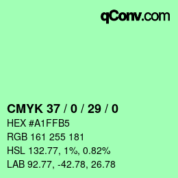 カラーコード: CMYK 37 / 0 / 29 / 0 | qconv.com