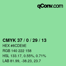 颜色代码: CMYK 37 / 0 / 29 / 13 | qconv.com
