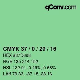 Farbcode: CMYK 37 / 0 / 29 / 16 | qconv.com