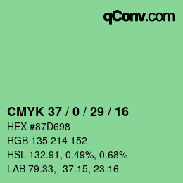 颜色代码: CMYK 37 / 0 / 29 / 16 | qconv.com