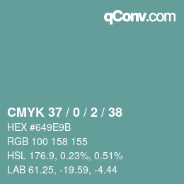 カラーコード: CMYK 37 / 0 / 2 / 38 | qconv.com