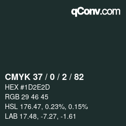 颜色代码: CMYK 37 / 0 / 2 / 82 | qconv.com