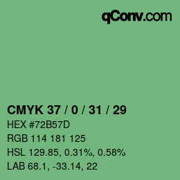 カラーコード: CMYK 37 / 0 / 31 / 29 | qconv.com