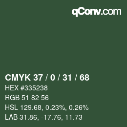 颜色代码: CMYK 37 / 0 / 31 / 68 | qconv.com