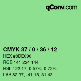Color code: CMYK 37 / 0 / 36 / 12 | qconv.com