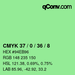 カラーコード: CMYK 37 / 0 / 36 / 8 | qconv.com