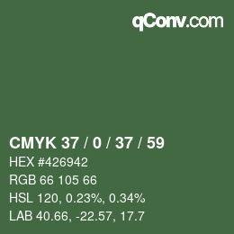 カラーコード: CMYK 37 / 0 / 37 / 59 | qconv.com