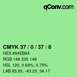 Color code: CMYK 37 / 0 / 37 / 8 | qconv.com