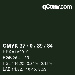 Color code: CMYK 37 / 0 / 39 / 84 | qconv.com