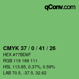 Color code: CMYK 37 / 0 / 41 / 26 | qconv.com