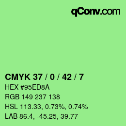 カラーコード: CMYK 37 / 0 / 42 / 7 | qconv.com