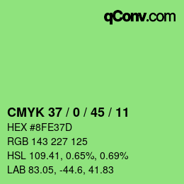 颜色代码: CMYK 37 / 0 / 45 / 11 | qconv.com