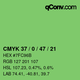 カラーコード: CMYK 37 / 0 / 47 / 21 | qconv.com