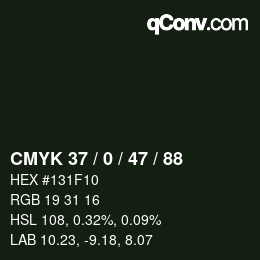 Color code: CMYK 37 / 0 / 47 / 88 | qconv.com