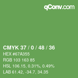 Farbcode: CMYK 37 / 0 / 48 / 36 | qconv.com