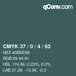 Farbcode: CMYK 37 / 0 / 4 / 63 | qconv.com