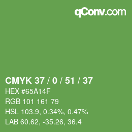 Farbcode: CMYK 37 / 0 / 51 / 37 | qconv.com