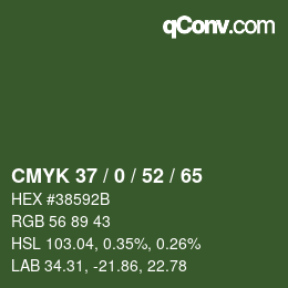 カラーコード: CMYK 37 / 0 / 52 / 65 | qconv.com