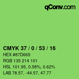 Color code: CMYK 37 / 0 / 53 / 16 | qconv.com