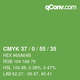 カラーコード: CMYK 37 / 0 / 55 / 35 | qconv.com