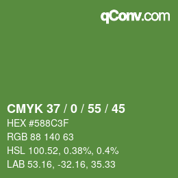 Color code: CMYK 37 / 0 / 55 / 45 | qconv.com