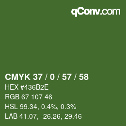 カラーコード: CMYK 37 / 0 / 57 / 58 | qconv.com