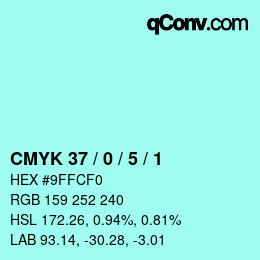 カラーコード: CMYK 37 / 0 / 5 / 1 | qconv.com
