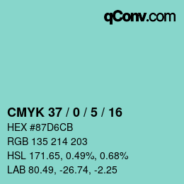 カラーコード: CMYK 37 / 0 / 5 / 16 | qconv.com