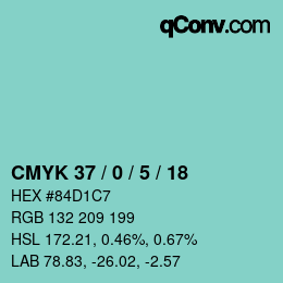 Farbcode: CMYK 37 / 0 / 5 / 18 | qconv.com