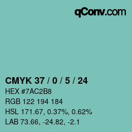 Color code: CMYK 37 / 0 / 5 / 24 | qconv.com