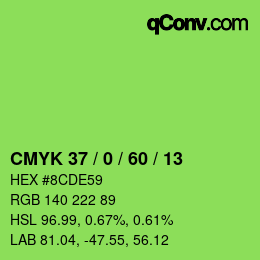 カラーコード: CMYK 37 / 0 / 60 / 13 | qconv.com