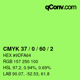 カラーコード: CMYK 37 / 0 / 60 / 2 | qconv.com