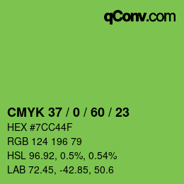 カラーコード: CMYK 37 / 0 / 60 / 23 | qconv.com