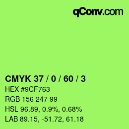 カラーコード: CMYK 37 / 0 / 60 / 3 | qconv.com