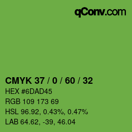 カラーコード: CMYK 37 / 0 / 60 / 32 | qconv.com