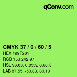 カラーコード: CMYK 37 / 0 / 60 / 5 | qconv.com