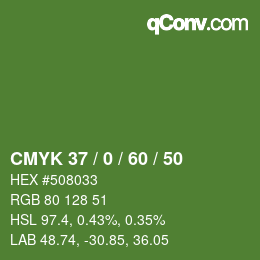 颜色代码: CMYK 37 / 0 / 60 / 50 | qconv.com