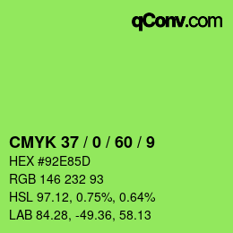 カラーコード: CMYK 37 / 0 / 60 / 9 | qconv.com