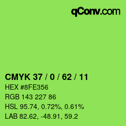 カラーコード: CMYK 37 / 0 / 62 / 11 | qconv.com