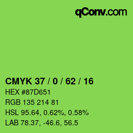 Color code: CMYK 37 / 0 / 62 / 16 | qconv.com