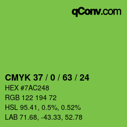 Color code: CMYK 37 / 0 / 63 / 24 | qconv.com