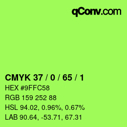 カラーコード: CMYK 37 / 0 / 65 / 1 | qconv.com