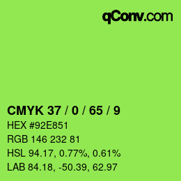 カラーコード: CMYK 37 / 0 / 65 / 9 | qconv.com