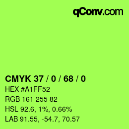 Farbcode: CMYK 37 / 0 / 68 / 0 | qconv.com