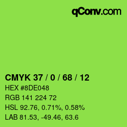 颜色代码: CMYK 37 / 0 / 68 / 12 | qconv.com