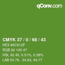 Color code: CMYK 37 / 0 / 68 / 43 | qconv.com