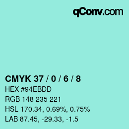 カラーコード: CMYK 37 / 0 / 6 / 8 | qconv.com